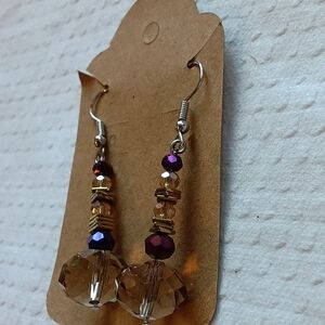 Chic Gold and Purple Beaded Earrings